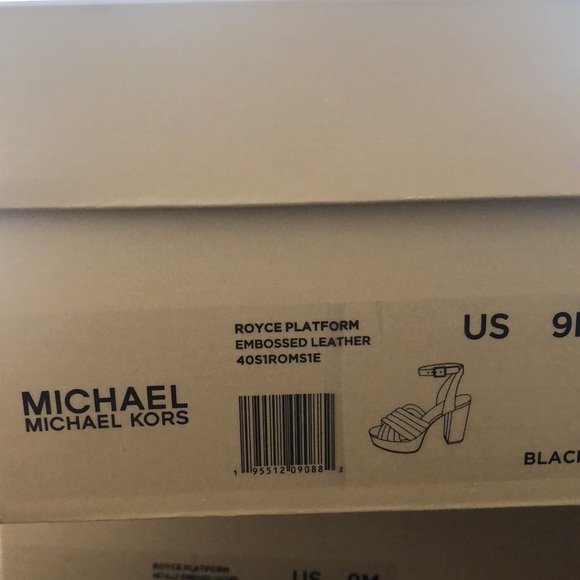 MICHAEL KORS women shoes Royce Platform black reptile embossed leather sandal 9M - Picture 7 of 9